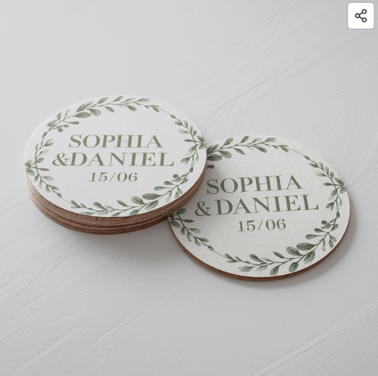 Round Wedding Coasters - Set of 50