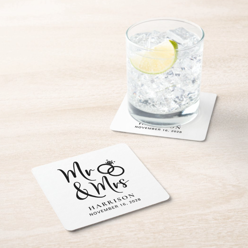 Square Wedding Coasters - Set of 50