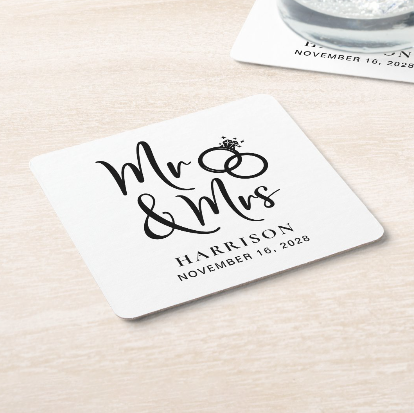 Square Wedding Coasters - Set of 50