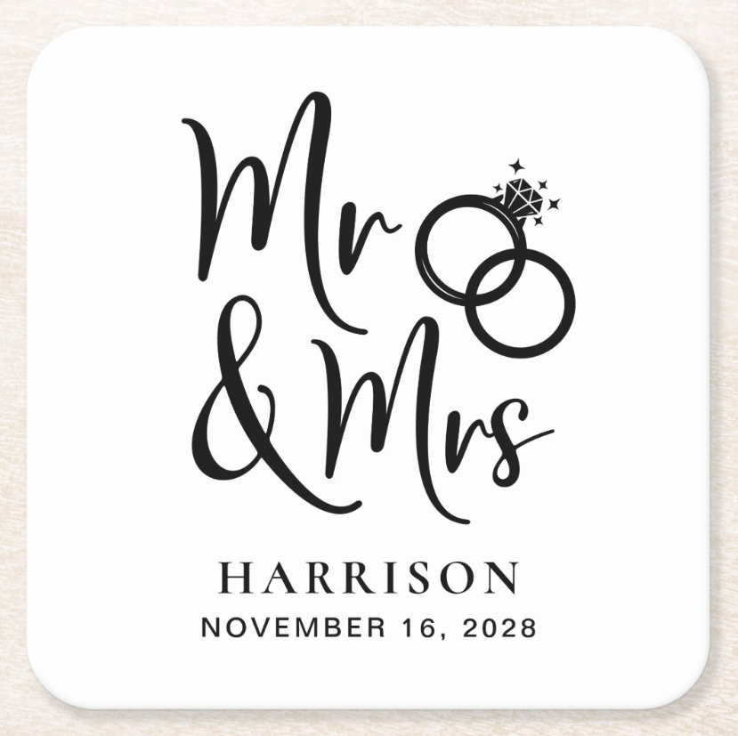 Square Wedding Coasters - Set of 50