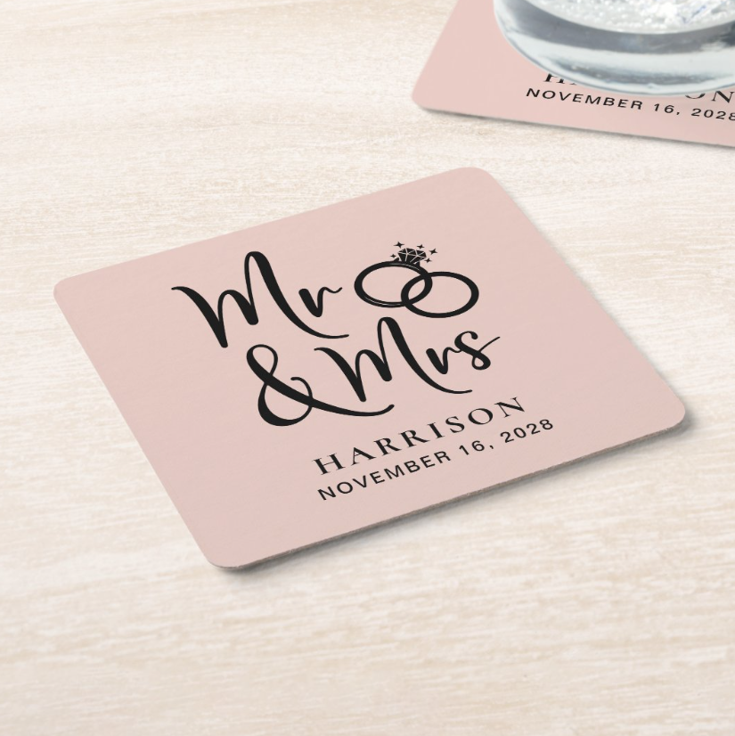 Square Wedding Coasters - Set of 50
